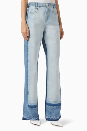 Mixed Straight-leg Jeans in Denim