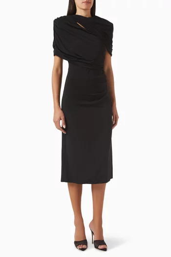 Draped Midi Dress in Viscose Blend