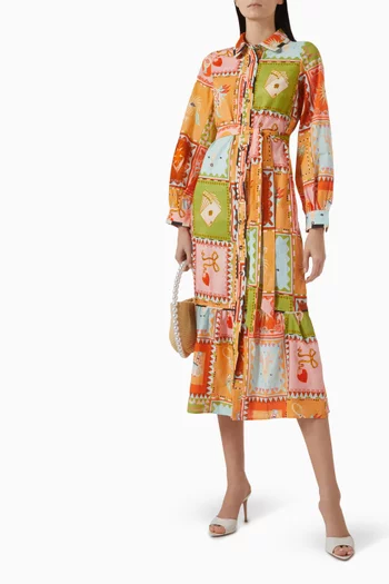 Soller Midi Dress in Cotton & Linen