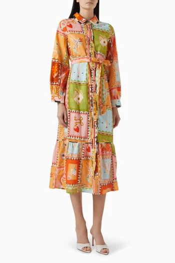 Soller Midi Dress in Cotton & Linen
