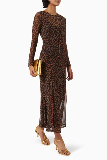 Printed Maxi Dress in Mesh