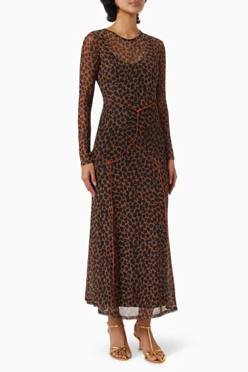 Printed Maxi Dress in Mesh