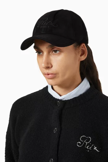 x Ritz Embroidered Baseball Cap in Suede