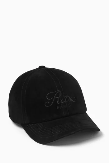 x Ritz Embroidered Baseball Cap in Suede