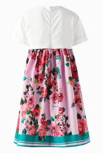 Floral-print T-shirt Dress in Cotton-poplin