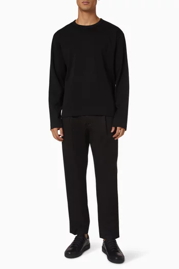 Relaxed-fit Pleated Cotton Tapered Trousers