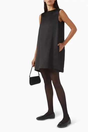 Satin Racer-Neck Mini Dress