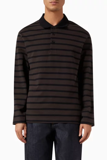 Striped Long-Sleeved Polo Shirt