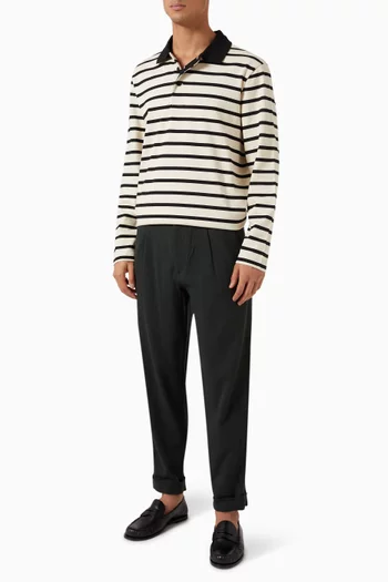 Striped Long-Sleeved Polo Shirt