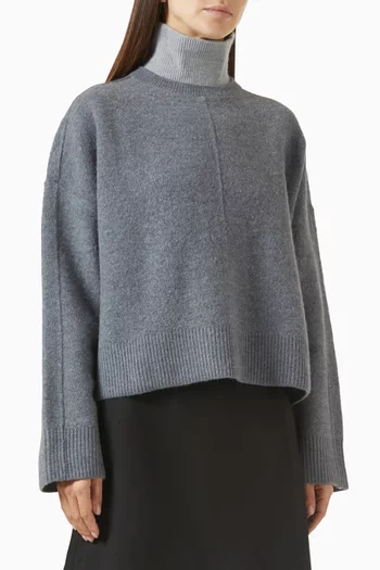 Colour-Block Layered Wool Jumper