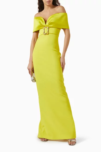 Abike Off-shoulder Gown in Crepe