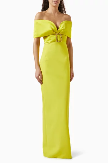 Abike Off-shoulder Gown in Crepe