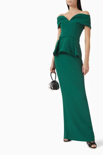 Dilettina Column Gown in Heavy Crepe