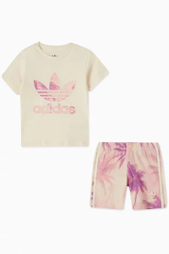Palms T-shirt & Shorts Set in Cotton-blend