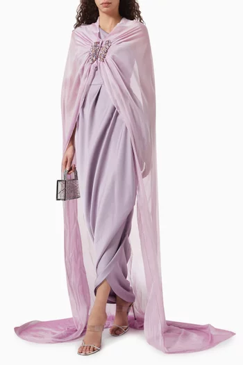 Opium Cape & Dress Set in Chiffon & Satin