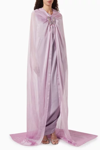 Opium Cape & Dress Set in Chiffon & Satin