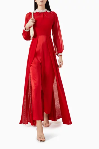 Gabrielle Embellished Jumpsuit in Chiffon-crepe