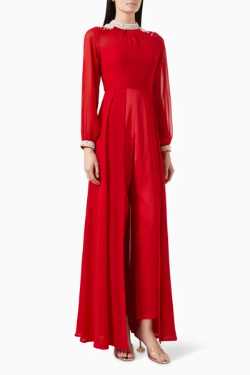 Gabrielle Embellished Jumpsuit in Chiffon-crepe