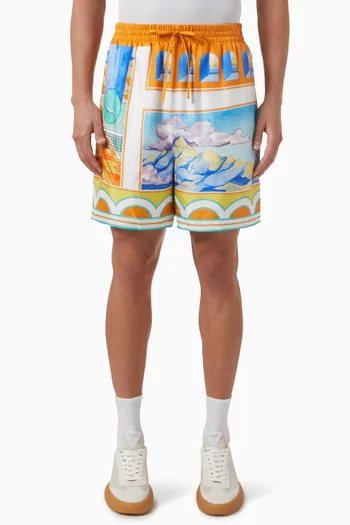 Surreal Pool Shorts in Silk