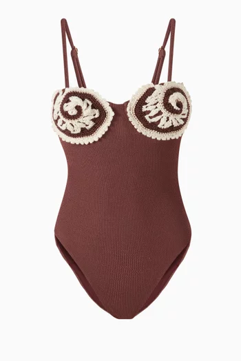 Embroidered One-piece Swimsuit in Merian Knit