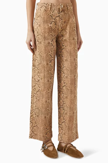 Drew Snake-print Cargo Jeans in Denim