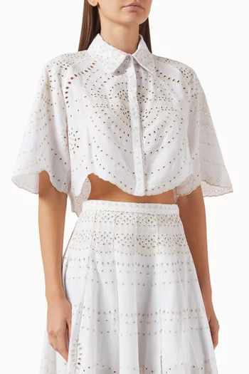 Emmie Crop Blouse in Cotton Blend