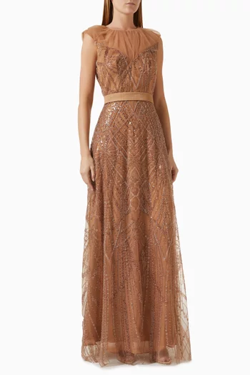 Embellished Maxi Dress in Tulle