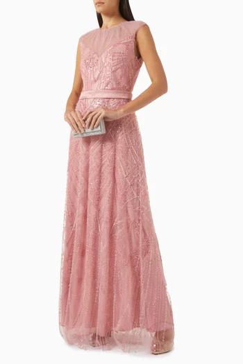 Embellished Maxi Dress in Tulle