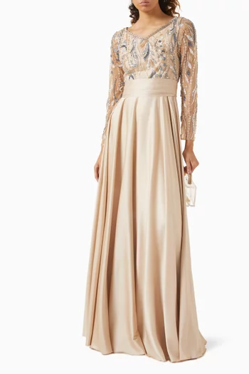 Bead-embellished Dress in Crepe & Tulle