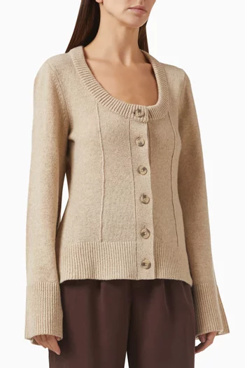 Karina Scoop-neck Cardigan in Wool