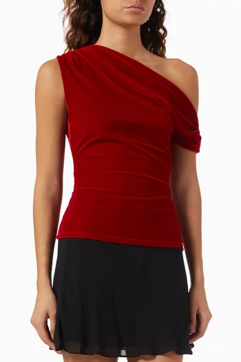 Belle Asymmetric-neck Knit Top