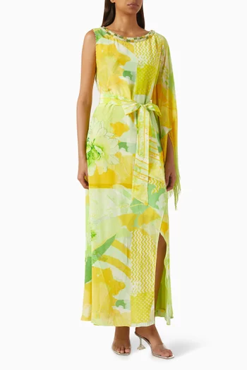 Belted Maxi Dress in Crêpe