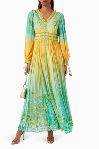 فستان طويل بنقشة زهور شيفون