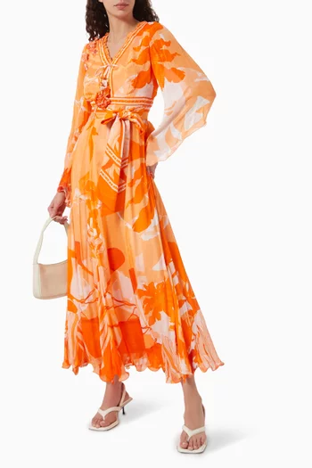 Printed Maxi Dress in Chiffon