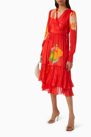Printed Midi Dress in Chiffon