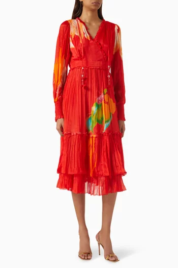 Printed Midi Dress in Chiffon