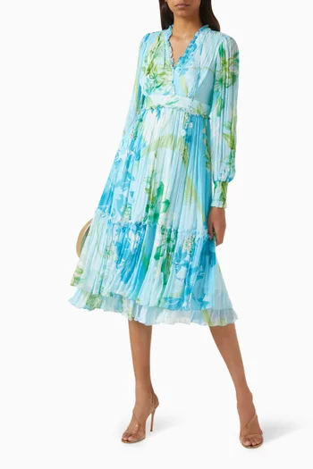 Printed Midi Dress in Chiffon