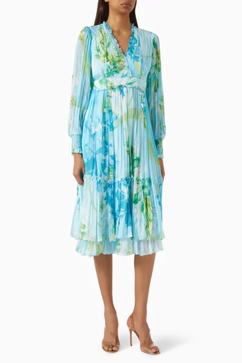 Printed Midi Dress in Chiffon