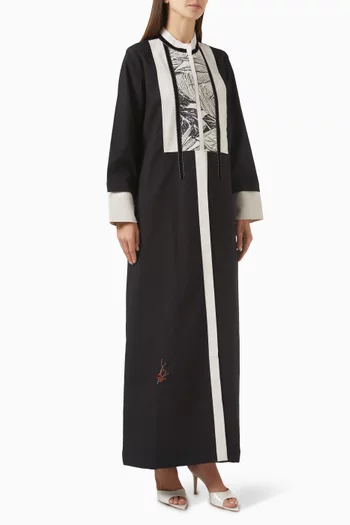 Abstract Art Embroidered Abaya in Cotton