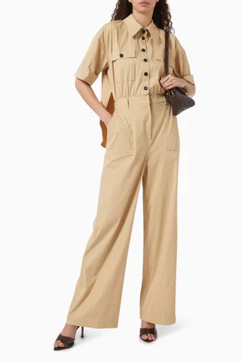 Button-up Jumpsuit in Cotton-blend