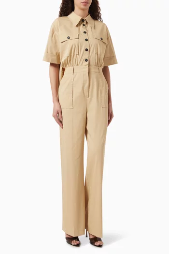 Button-up Jumpsuit in Cotton-blend
