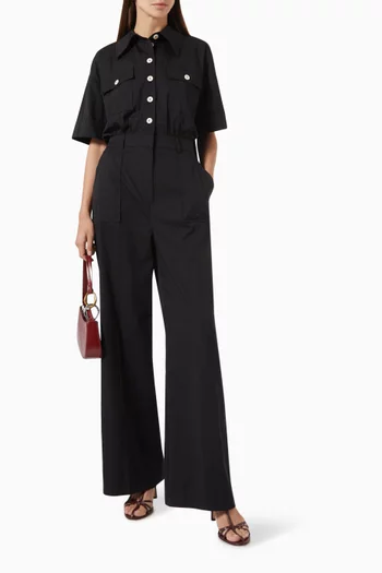 Button-up Jumpsuit in Cotton-blend
