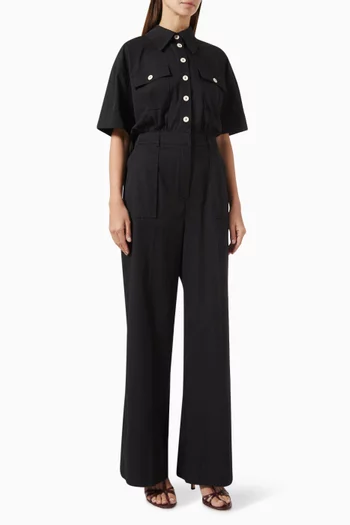 Button-up Jumpsuit in Cotton-blend