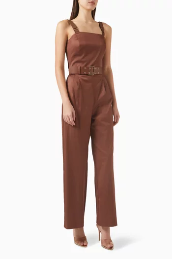 Belted Jumpsuit in Cotton-blend
