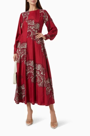 Floral Belted Maxi Dress in Muslin