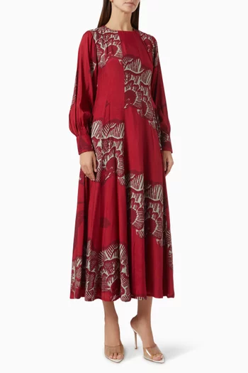 Floral Belted Maxi Dress in Muslin