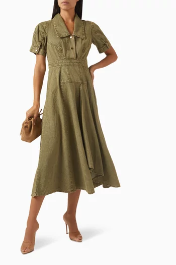 Quinn A-line Midi Dress in Denim