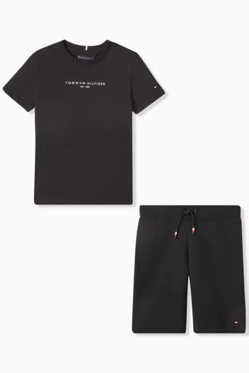T-Shirt & Sweat Shorts Set in Cotton-blend
