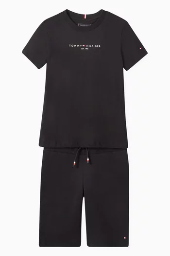 T-Shirt & Sweat Shorts Set in Cotton-blend