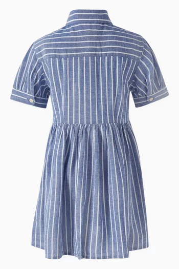 Striped Shirt Dress in Cotton Blend